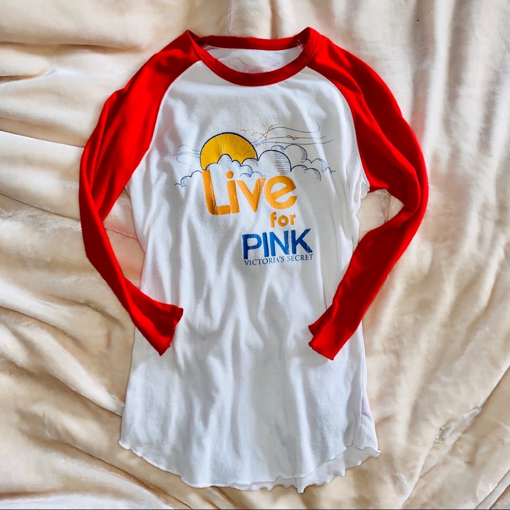 Victoria's Secret Live for Pink red baseball tee